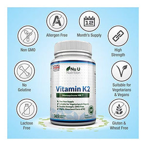 Vitamina K2 MK 7 | 365 Compresse Vegetariane e Vegane | Scorta Per 1 Anno di...