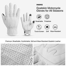 Carica l'immagine nel visualizzatore di Gallery, INBIKE Guanti Moto Donna Traspiranti Prottetivo Pelle di Capra con L, Bianco