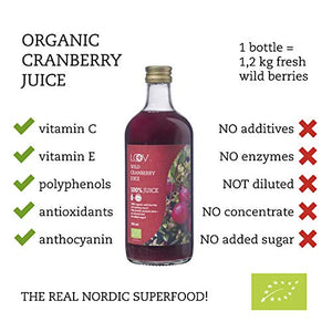 Succo di Frutta Biologico Mirtillo Rosso Americano, 500 ml, Prodotto al...