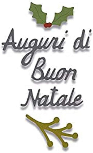 Sizzix 662156 Fustella Auguri di Buon Natale, Acciaio, Argento