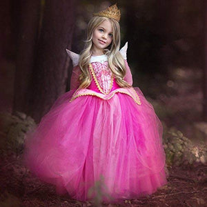NNDOLL Aurora Principessa Vestito Sleeping Beauty Costume 140/5-6 anni, Fuxia - Ilgrandebazar