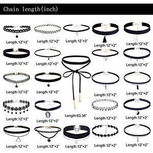 Elegant Rose, set di 23 collane girocollo, chocker in velluto, pizzo; stile:... - Ilgrandebazar