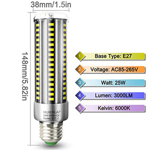 Lampadine LED E27 25W Luce Bianca Fredda Lampadina Led Mais 6000K 3000LM...