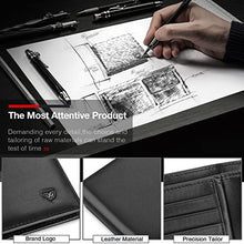 Carica l&#39;immagine nel visualizzatore di Gallery, wilbest® Portafoglio Uomo Slim Vera Pelle Blocco RFID, Con Portamonete, Porta Chiavi e Carte di Credito, Finestra ID, Scomparti Banconote e Confezione Regalo, Piccolo Brifold - NERO