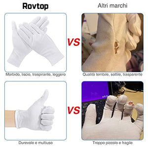Rovtop 10 paia Guanti Bianchi, Cotone per Ispezione Pulizia di... - Ilgrandebazar