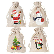 Carica l'immagine nel visualizzatore di Gallery, 12pz Sacchetti Natalizi in Stoffa Cotone Sacchetti Regalo Natale con Coulisse Sacchetti Biscotti Caramelle Natale Mini Borse Tela per Regali Confezione Natale