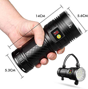 Torcia a 18000 lumen LED ricaricabile, 18x XML-T6 a più luminosa...