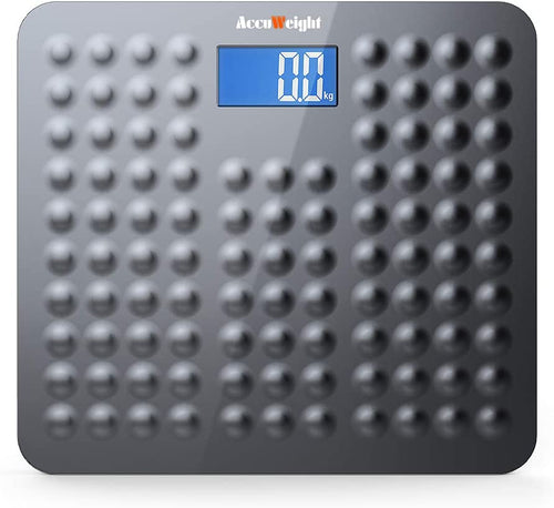 ACCUWEIGHT Bilancia Pesa Persona Digitale con Superficie Antiscivolo Bilancia Pesapersone Elettronica con Tecnologia Step-on e Display Retroilluminato da 3,6