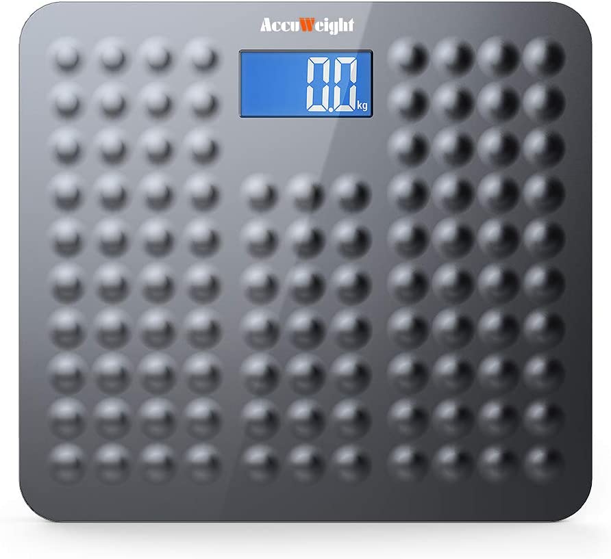 ACCUWEIGHT Bilancia Pesa Persona Digitale con Superficie Antiscivolo Bilancia Pesapersone Elettronica con Tecnologia Step-on e Display Retroilluminato da 3,6