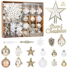 Carica l&#39;immagine nel visualizzatore di Gallery, 70 Pezzi Addobbi Natalizi Infrangibili Albero Natale con Gancio,Palline di Natale champagne oro Natalizie,In Plastica Infrangibile,Palle Di Natale Grandi E Piccole per Albero di Natale,Feste,Matrimoni