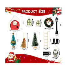 Carica l&#39;immagine nel visualizzatore di Gallery, Porta degli Elfi, 12 PCS Decorazioni Porta Elfo Natale, Miniature Casetta Elfo Natale in Legno, Porticina Elfo Luminosa di Notte, Porta dell Elfo di Natale con Pacco Regalo