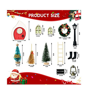 Porta degli Elfi, 12 PCS Decorazioni Porta Elfo Natale, Miniature Casetta Elfo Natale in Legno, Porticina Elfo Luminosa di Notte, Porta dell Elfo di Natale con Pacco Regalo
