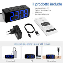 Carica l&#39;immagine nel visualizzatore di Gallery, Yissvic Sveglia Digitale LED con Adattatore 6.3 Pollici Schermo Luminosità...