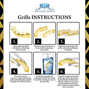 Grillz placcato in oro 24K per bocca set denti Hip Hop superiore inferiore +... - Ilgrandebazar