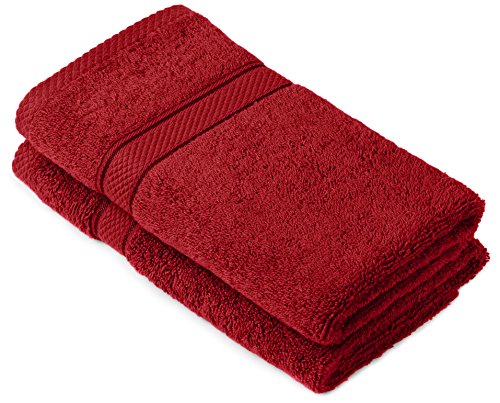 Pinzon by Amazon - Set di asciugamani 2 Asciugamani (50x100cm), Rosso Ribes