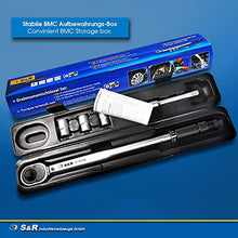 Carica l&#39;immagine nel visualizzatore di Gallery, S&amp;R Chiave Dinamometrica 1/2 &#39; 47.5 cm (28-210 Nm) Professionale Auto Moto con Prolunga 12.5 cm + 3 Bussole (17, 19, 21 mm). Chiave Professionale a Cricchetto Reversibile
