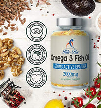Carica l'immagine nel visualizzatore di Gallery, Omega 3 Olio di Pesce 2000mg 365 Gel Morbido Capsule da Rite-Flex Grassi...