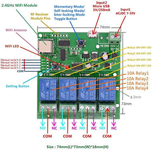 Newgoal WiFi Relè jog momentaneo/Interruttore autobloccante Modulo Dc4-ew