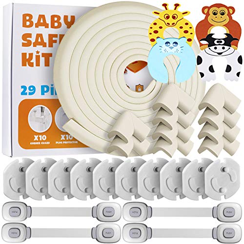 29 Pezzi Kit Sicurezza Bambini Casa - 10 Paraspigoli Angolari, 10 Copriprese...