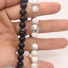 Carica l&#39;immagine nel visualizzatore di Gallery, UEUC re &amp; Queen Corona distanza Bracciali Coppia sua la Agata nero opaco... - Ilgrandebazar