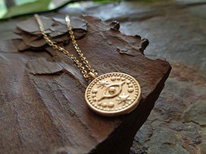 OCCHIO MAGICO SULLA CATENA DI ACCIAIO INOSSIDABILE DORATA bellissima collana... - Ilgrandebazar