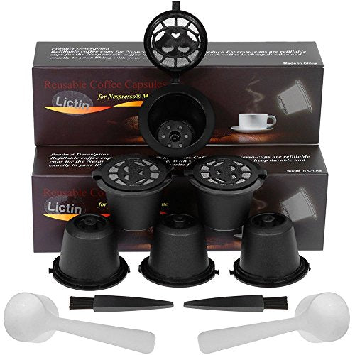 Lictin Capsule per Caffè Ricaricabili Nespresso, 6 Tazze +2 Cucchiaio di...