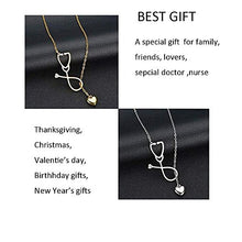 Carica l&#39;immagine nel visualizzatore di Gallery, Stetoscopio Collana Lariat con Pendente Cuore, Cuore E Argento01