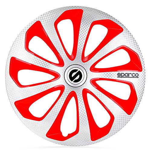 SPARCO SP 1575SVRDC Set copricerchi Sicilia 15 pollici argento/rosso/carbonio
