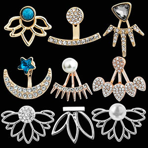 Orecchini, Comius 9 Pairs Jacket CZ Stud Fiore di Loto Cava Orecchino...