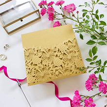 Carica l&#39;immagine nel visualizzatore di Gallery, Partecipazioni matrimonio taglio laser fai da te inviti oro carta... - Ilgrandebazar