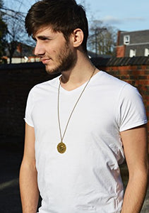 Ciondolo a forma di moneta / medaglione azteco con teschio, stile Pirati Gold - Ilgrandebazar