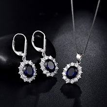 Carica l&#39;immagine nel visualizzatore di Gallery, MASOP, orecchini pendenti con zaffiro blu, in argento Earrings+Necklace - Ilgrandebazar