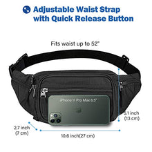 Carica l'immagine nel visualizzatore di Gallery, ProCase Marsupio Uomo Grande con 6 Tasche, Waist Fanny Pack Bag in Nylon Nero