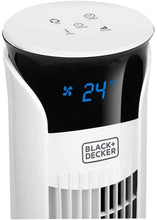 Carica l'immagine nel visualizzatore di Gallery, BLACK+DECKER BXEFT49E Ventilatore a Torre Digitale Oscillante, con Telecomando, Altezza 109 cm, Silenzioso 3 Velocità 3 Modi Timer 12h Temperatura Ambiente Potente, Bianco