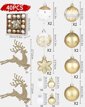 Carica l'immagine nel visualizzatore di Gallery, 40 pezzi Palline di Natale, Set Palline Albero di Natale Bianco Oro, Palle di Natale in Plastica Infrangibile, Diametro 3/4/6 cm Palline Natale Decorazione per Albero di Natale, Matrimoni, Feste