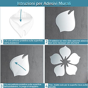 Dreamark Adesivi Murali Floreali di Cristallo 3D,Removibile Adesivi da Parete a Specchio,Adesivi Murali Cameretta in Acrilico,Adesivo Specchio