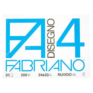 Fabriano F4 05000597, Album da Disegno, Formato 24 x 33 cm, Fogli Ruvidi, Grammatura 200gr/m2, 20 Fogli