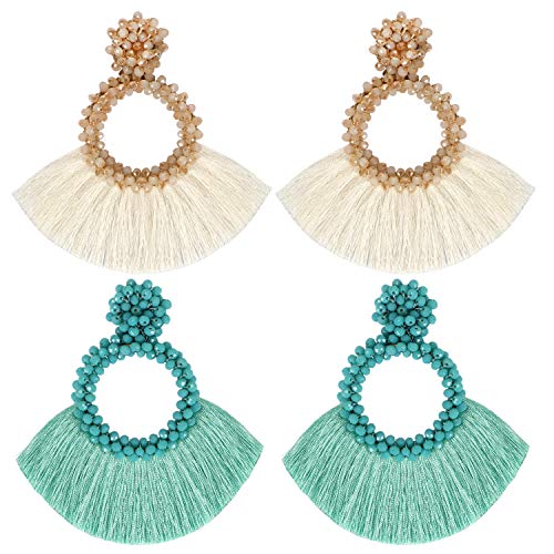 LlorenteRM 2 Pairs Hoop Orecchini con Nappa per Donne Boemia Dichiarazione... - Ilgrandebazar