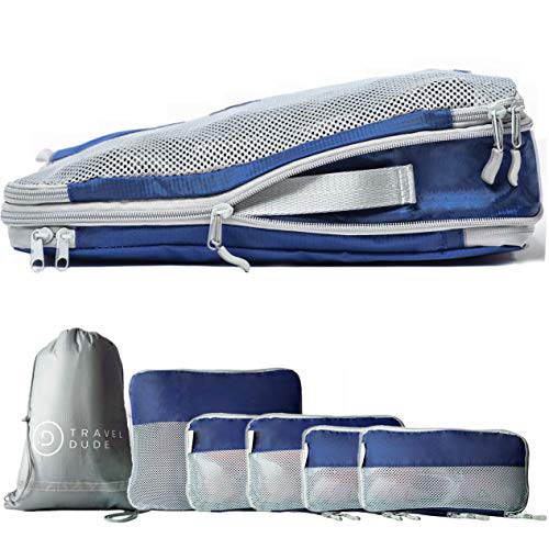 Set 7 Packing Cubes Per Valigia - Organizzatore Viaggio Con Sacchetti Compressione | Blu Impermeabile - Foto 4