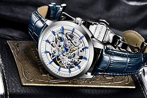 BERSIGAR Orologio da Uomo Automatico Con Meccanismo Di Scheletro Blu - Ilgrandebazar