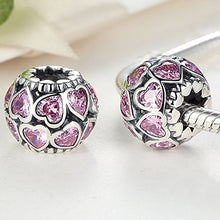 Carica l&#39;immagine nel visualizzatore di Gallery, Charm in argento Sterling 925 con doppia fila di cuori zirconia cubica,... - Ilgrandebazar