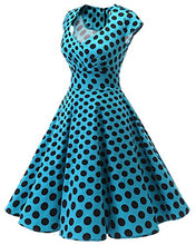 Carica l'immagine nel visualizzatore di Gallery, Bbonlinedress Women's Vintage 1950s cap Sleeve Rockabilly XL, Blue Black Bdot - Ilgrandebazar