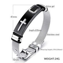 Carica l&#39;immagine nel visualizzatore di Gallery, Bracciale da Uomo in Acciaio Regolabile con Cinturino a Maglie Croce... - Ilgrandebazar