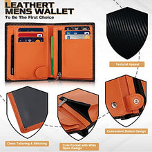 Carica l'immagine nel visualizzatore di Gallery, TEEHON® Portafoglio Uomo RFID Blocking Pelle Carbonio con 11 Porta Carte di Credito, 2 Finestra ID, Portamonete Cerniera, 2 Scomparti Banconote, Portafogli Uomo Trifold Verticale - Nero e Arancione