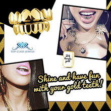 Carica l&#39;immagine nel visualizzatore di Gallery, Grillz placcato in oro 24K per bocca set denti Hip Hop superiore inferiore +... - Ilgrandebazar