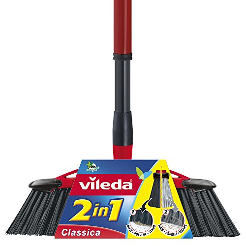 Vileda Classica 2 in 1 Scopa con Manico, Fibre per Polvere e Capelli,... - Ilgrandebazar