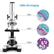Carica l&#39;immagine nel visualizzatore di Gallery, TELMU Microscopio per studenti 300X-600X-1200X Magnifications Microscopio...