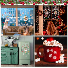 Carica l'immagine nel visualizzatore di Gallery, Vetrofanie Natalizie per Finestre, Adesivi Finestra Natalizi Riutilizzabili Pupazzo di Neve Fiocco di Neve Babbo Natale Sticker Grandi, Decorazioni PVC Wallpaper Murali per Vetrine Negozio Vetro Porte