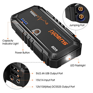 Suaoki U28 2000A Picco Avviatore di Emergenza Auto, con USB, Torcia a LED - Ilgrandebazar