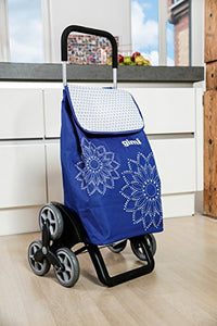 Gimi Tris Floral Carrello Portaspesa, 56 litri, Sistema 3+3 Ruote, Blu - Ilgrandebazar